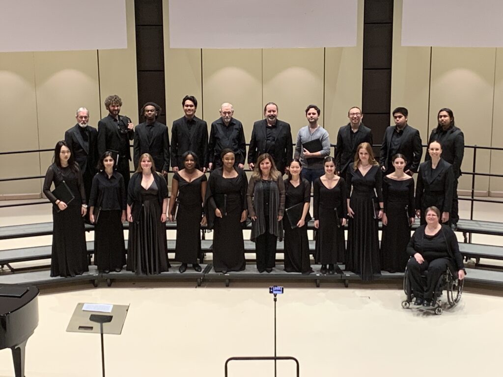 Members of York University Chamber Choir on stage